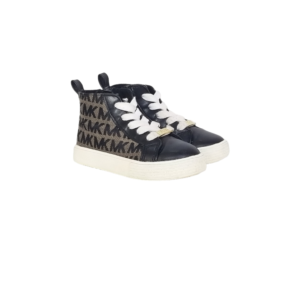 Michael Kors Ashton High Top Monogram Sneakers in Black Tan Baby Girls Size 7